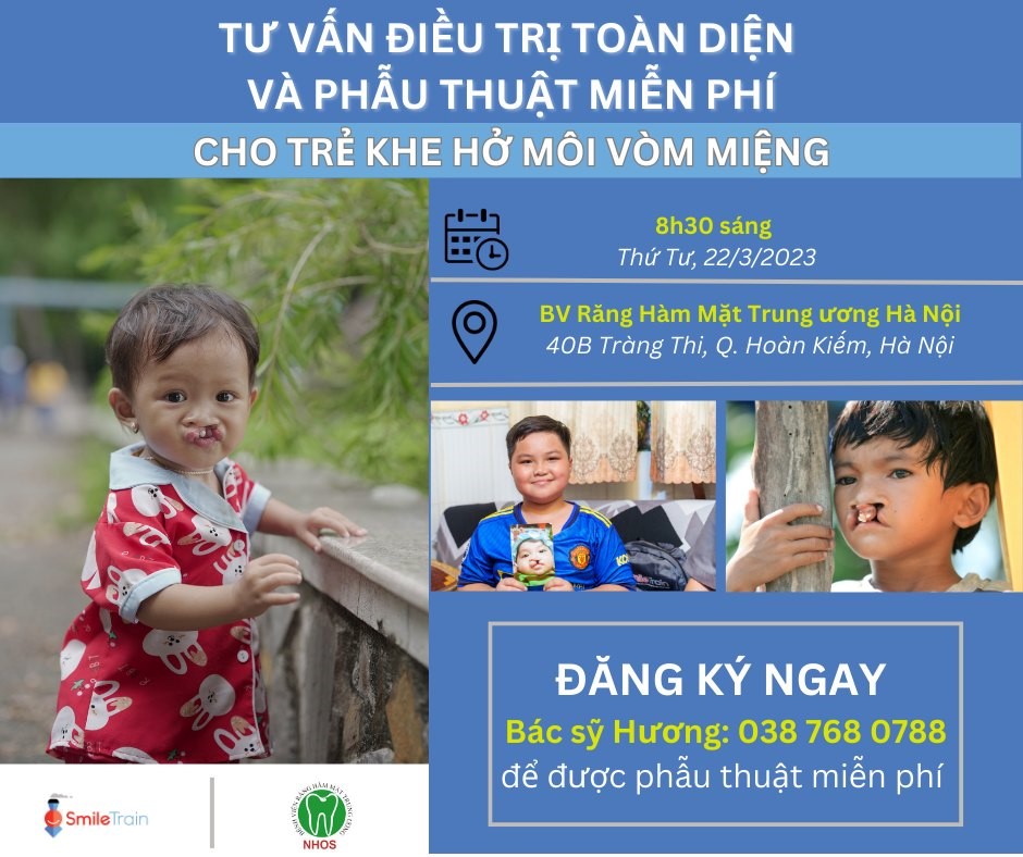 CHƯƠNG TRÌNH TƯ VẤN ĐIỀU TRỊ TOÀN DIỆN VÀ PHẪU THUẬT MIỄN PHÍ CHO TRẺ KHE HỞ MÔI - VÒM MIỆNG