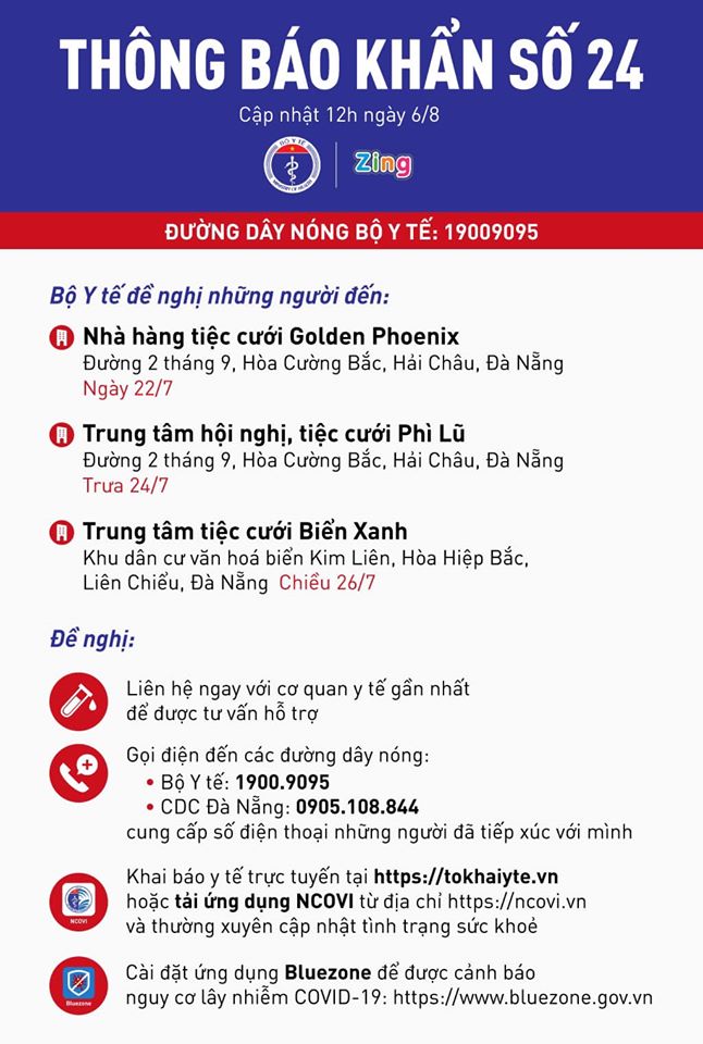 THÔNG BÁO KHẨN SỐ 24 CỦA BỘ Y TẾ