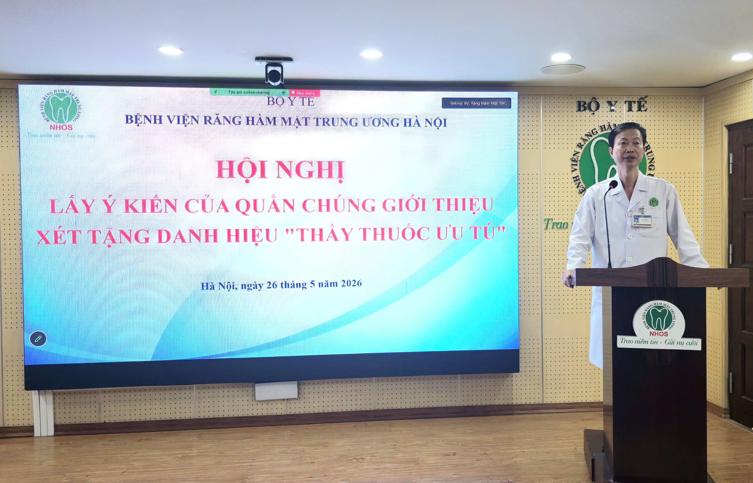 TTND. PGS.TS. Nguyễn Quang Bình, Phó Giám đốc Bệnh viện, Chủ tịch Công đoàn phát biểu