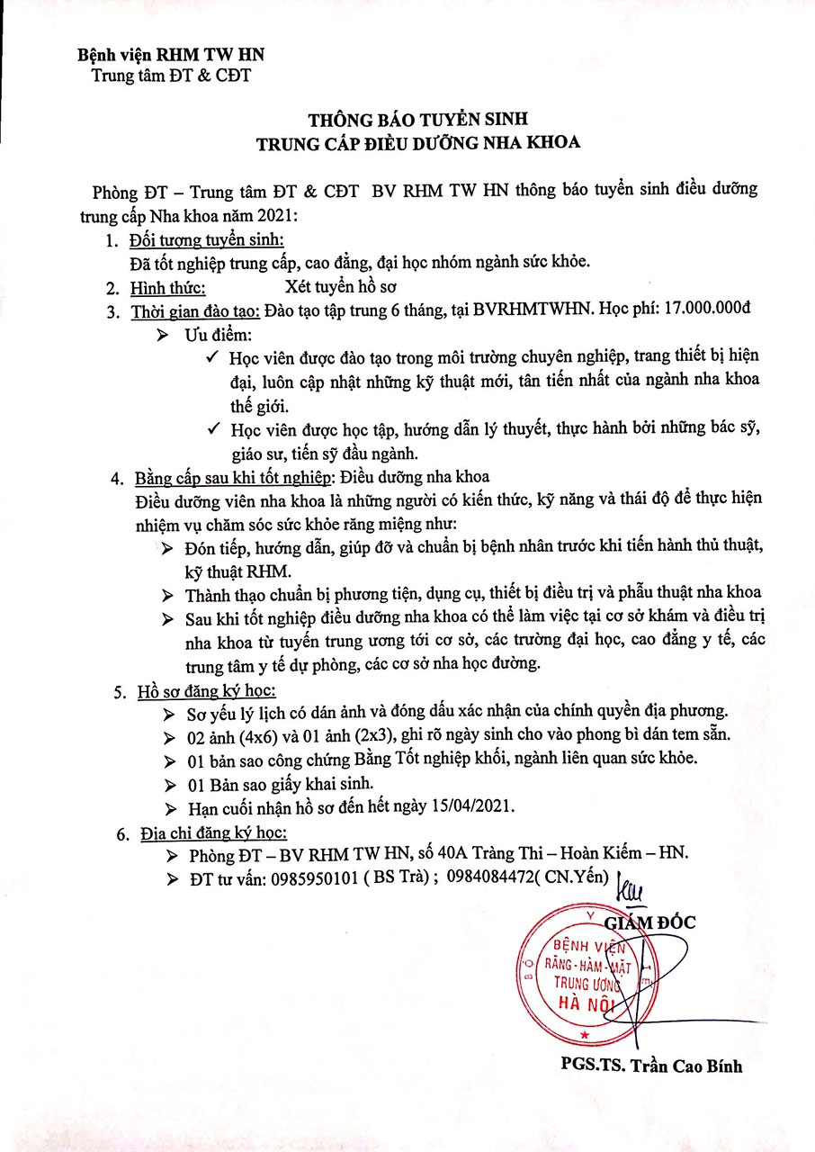 Thông báo tuyển sinh