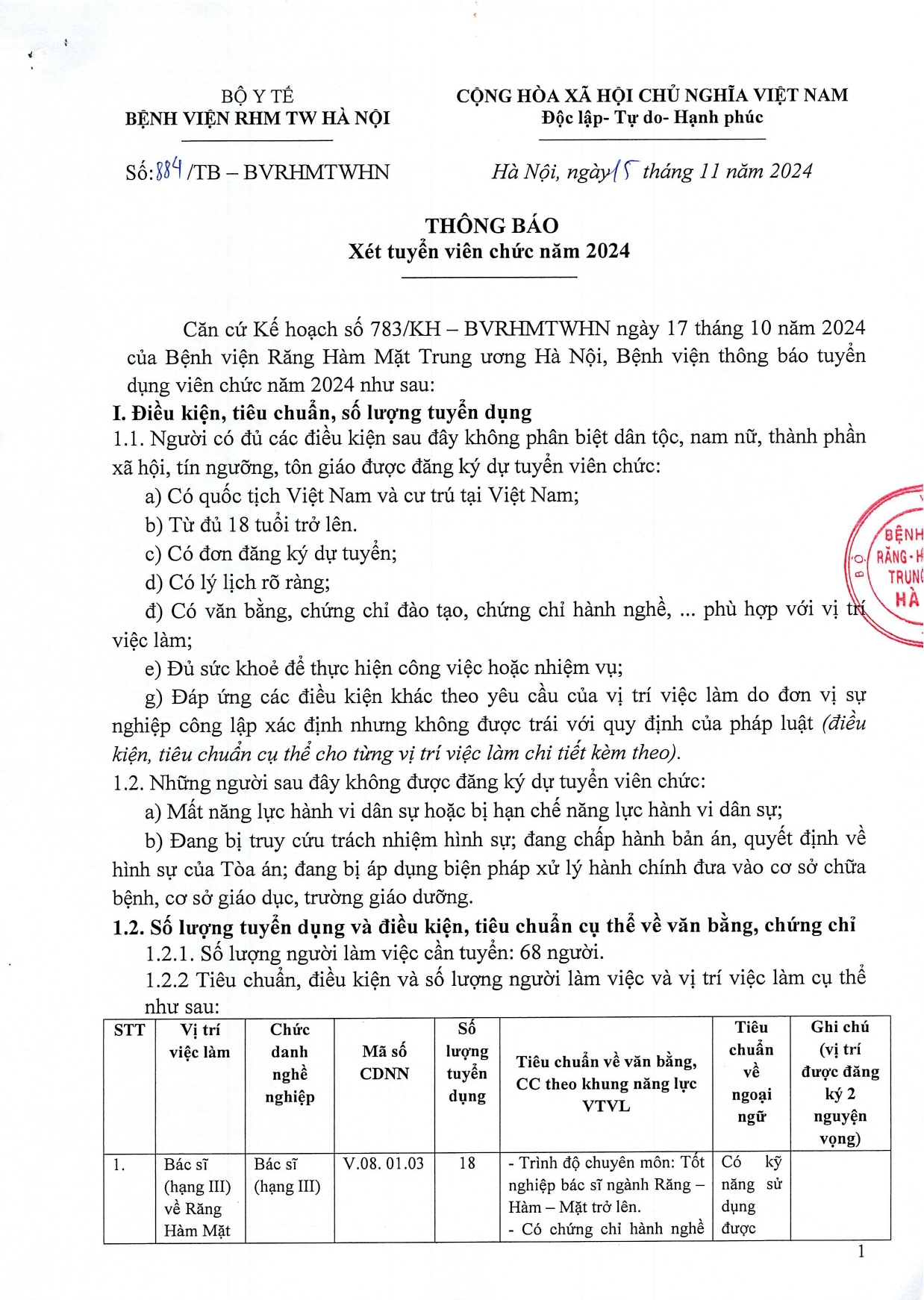 THÔNG BÁO XÉT TUYỂN VIÊN CHỨC 2024