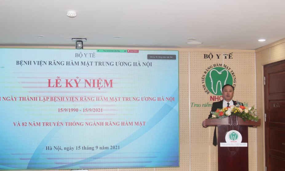 PGS.TS. Trần Cao Bính Giám đốc bệnh viện phát biểu tại buổi Lễ kỷ niệm